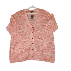 Torrid Womens SZ 1 Boyfriend Cardigan Spacedye Pink NWT Button Front Lightweight
